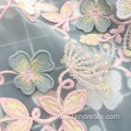 High Density Nylon Woven 3DFlower Embroidered Tulle Fabric